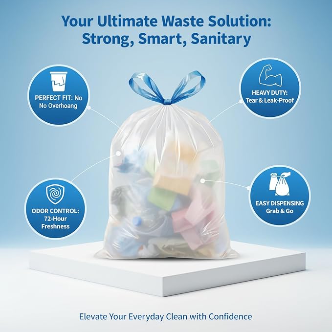 1.6 Gallon Mini Trash Bags Drawstring, 6 Liter Little Plastic Garbage Bag - Image 4