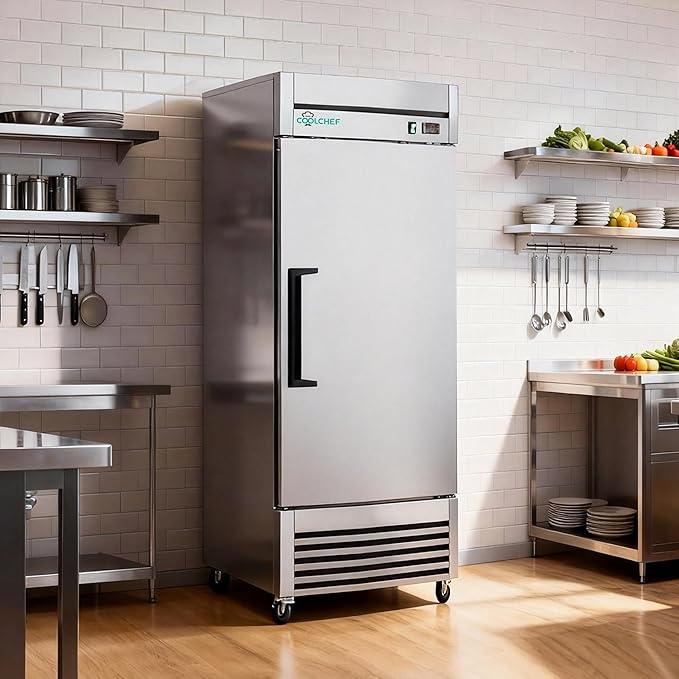 27" Commercial Freezer, 23Cu.Ft Single-Door Stainless Steel Reach-In Freezer, -8~0℉, Air Cooling, 3 Shelves, R290, ETL
