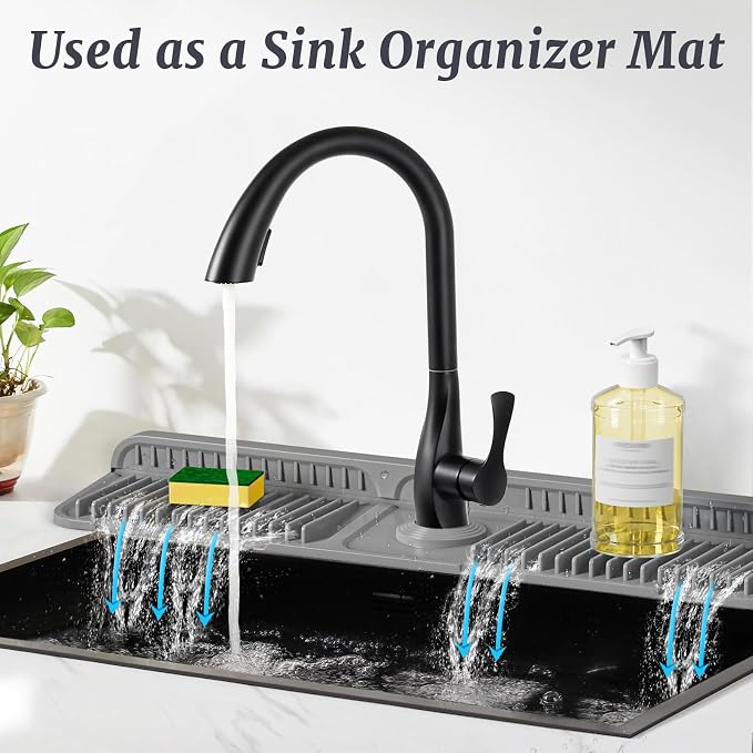PoYang 24 Inch Faucet Mat for Kitchen Sink Splash Guard, Snap Button Holds It - Image 6