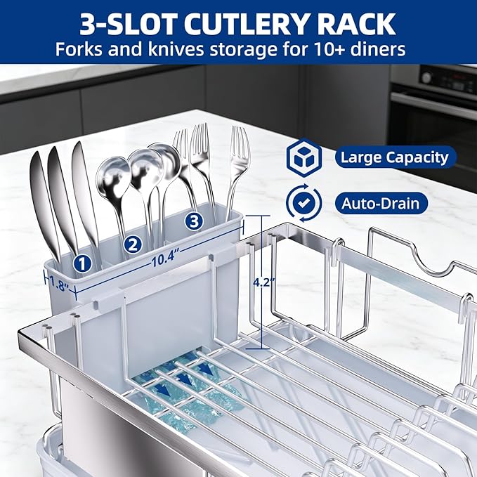Godboat Dish Drying Rack -304 Stainless Steel Dish Rack - Image 4