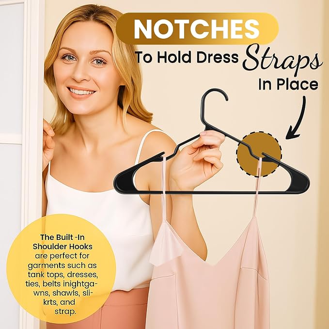 50 Pack Adult Plastic Hanger for Shirt Pants Coats Dresses Skirts Suits Jackets - Image 6