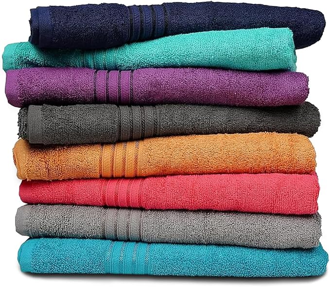 ZUPERIA Premium Multicolor Bath Towels Set of 8 100% Pure Cotton Shower Towels - Image 2