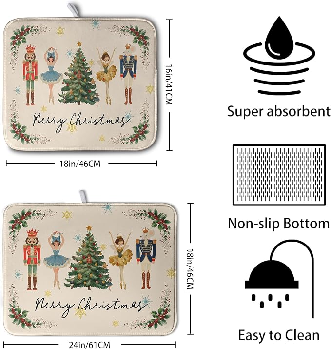 Merry Christmas Nutcracker Dish Drying Mat - Image 2