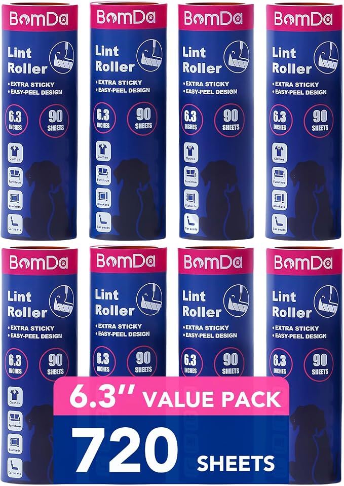 Extra Sticky Large Surface Lint Roller, 6.3''Wide Roller by BomDa
