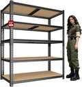 72" H Garage Shelves,Storage Shelves Heavy Duty,2400LBS Heavy Duty Garage Shelving,Adjustable 5 Tier Shelving for Garage Storage,Warehouse,16"x35.5"x72"