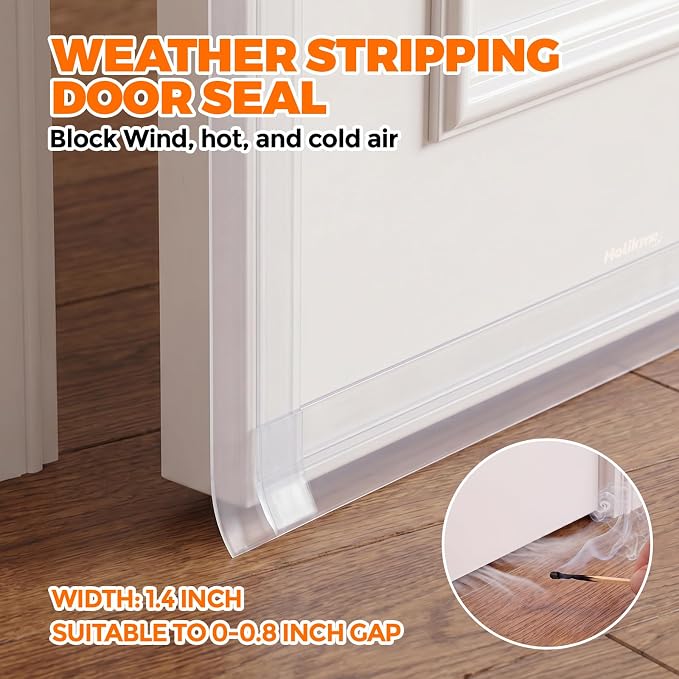 Holikme Weather Stripping Door Seal, Shower Door Bottom Seal, 1.4" W-16.5Ft | - Image 5