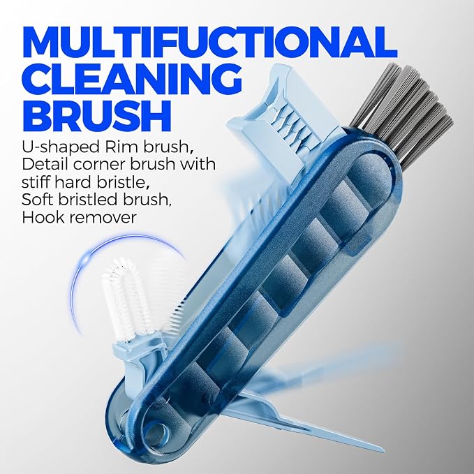 Holikme 6 Pack 4 in 1 Cup Lid Cleaning Brush 3 Straws Bottle Brush, Silicone - Image 3