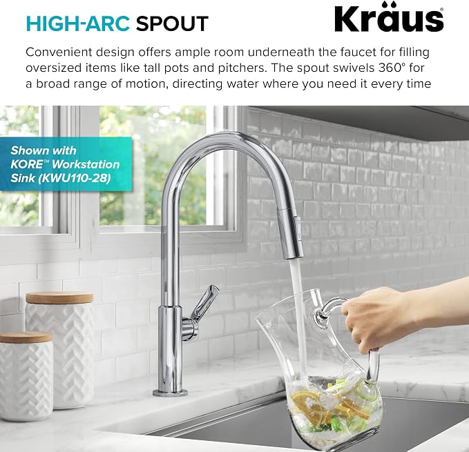 KRAUS Chrome Single Handle Pull Down Kitchen Faucet KPF-2820CH | Chrome finish - Image 5