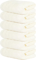 6 Piece Hand Towels Set 16 x 28 Inches, Cream | 100% Cotton, Lighter Weight by TensTowels