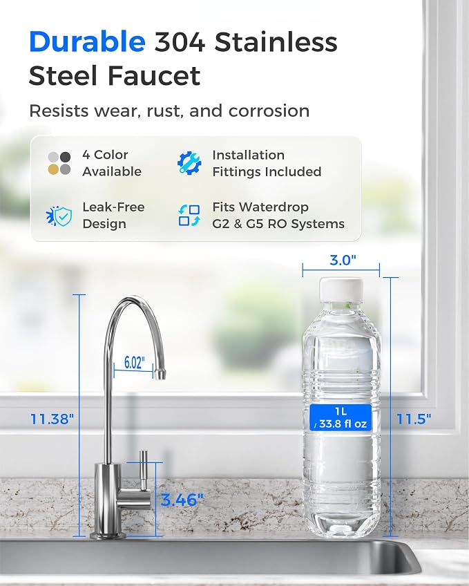 Waterdrop G2FCT-Chrome Reverse Osmosis Water Filter Faucet, Polished Chrome | - Image 2