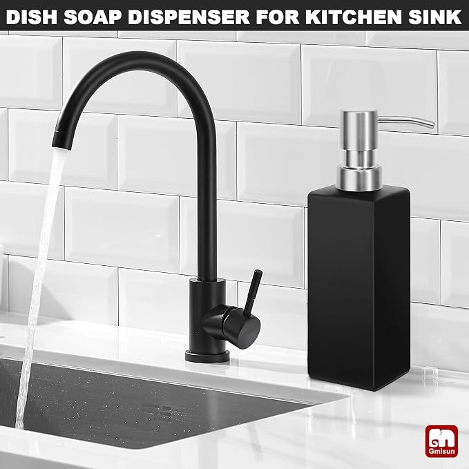 GMISUN Black Soap Dispenser Bathroom, Glass Hand Soap Dispenser - Image 4