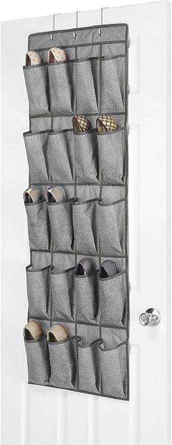 Whitmor 20 Pocket Over the Door Shoe Bag Crosshatch Gray by Whitmor