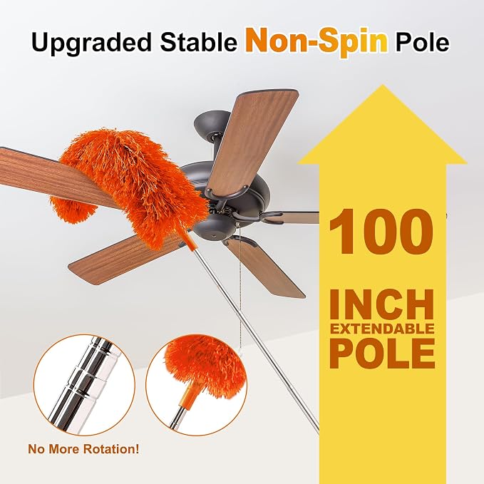 Tiumso 5-in-1 Duster with Extension Pole 100” Extendable Dusters - Image 2