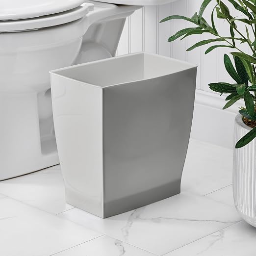 iDesign Small Plastic Bathroom Trash Can, Slim Rectangle - Image 3