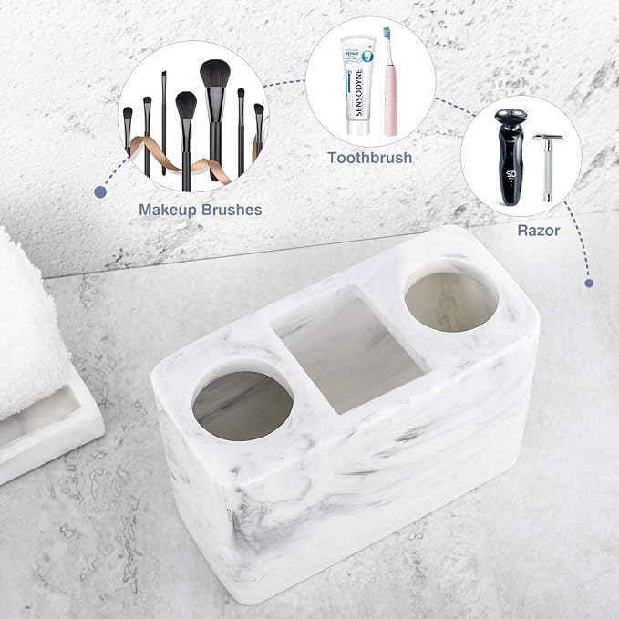 Luxspire Toothbrush Holder, 3 Slots, Ink White | Electric Toothbrush Holder - Image 3