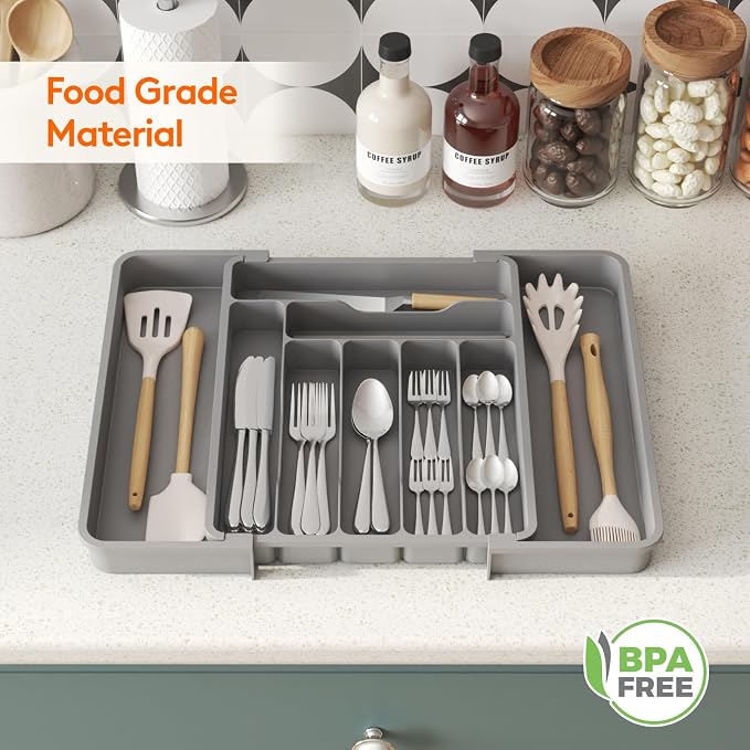 Lifewit Expandable Silverware Drawer Organizer, Kitchen Utensil Tray | BPA-free - Image 9