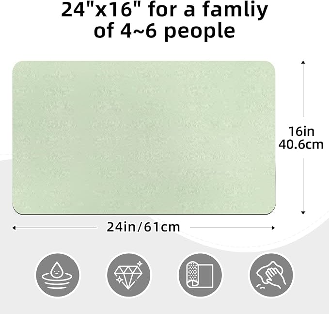 LOPNUR Large Dish Drying Mat for Kitchen Counter, Sage Green | Coffee Mat and - Image 3