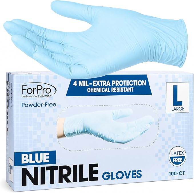 ForPro Disposable Nitrile Gloves, Chemical Resistant, Powder-Free, Latex-Free - Image 2