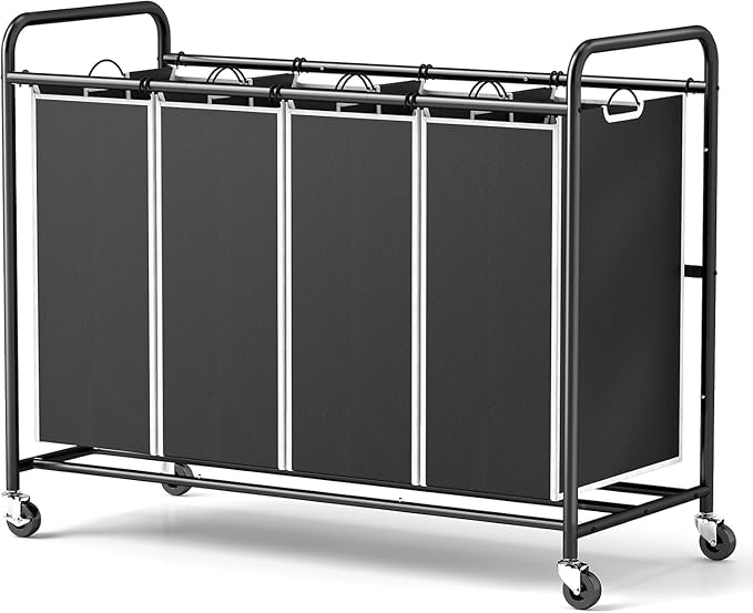 ROMOON Laundry Hamper Sorter Cart, 4-Section Organizer by ROMOON