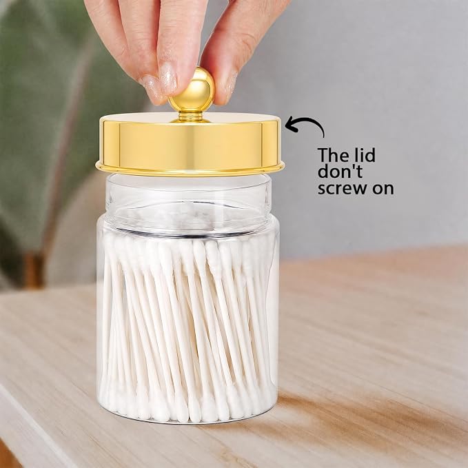 Amolliar Acrylic Apothecary Jar Bathroom Qtip Holder Gold 6 Pack - Image 7