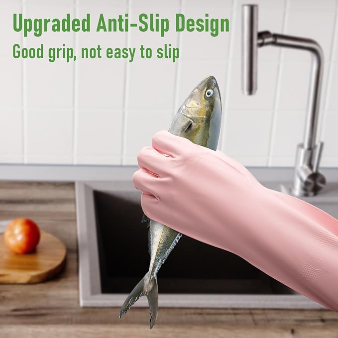 Rubber Cleaning Dishwashing Kitchen-Gloves - Image 4