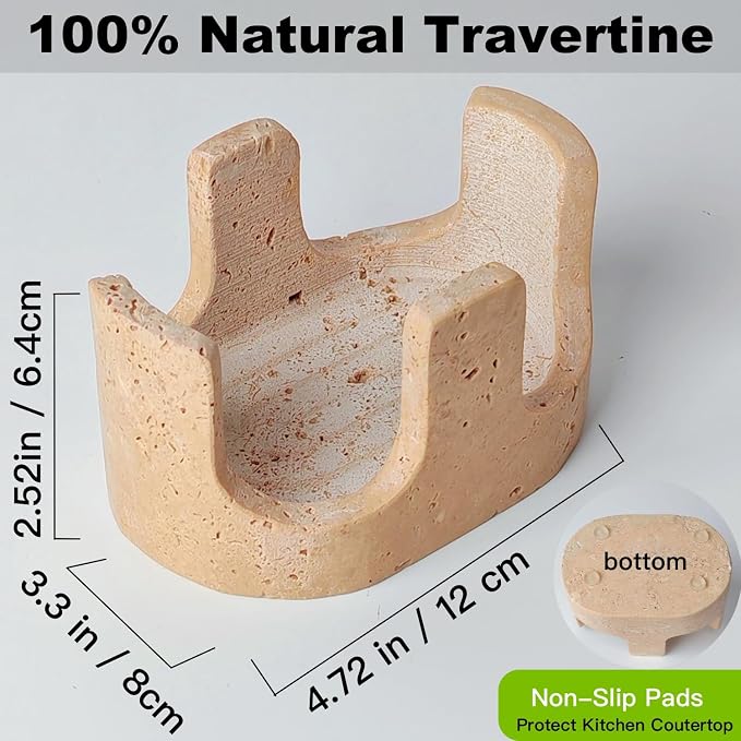 2 in 1 Travertine Sponge Holder, 2 Slot Natural Stone Sink Organizer - Image 3