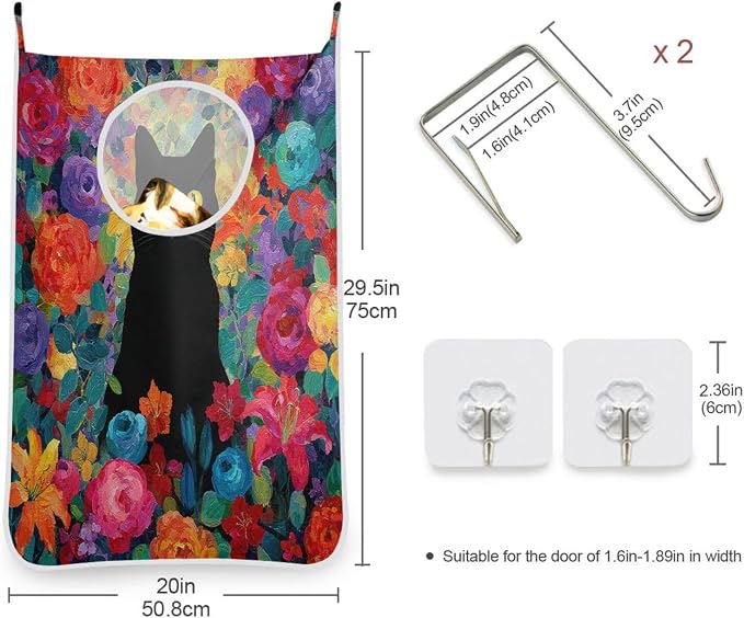 2PCS Hanging Laundry Hamper Bag Over the Door Laundry Hamper Wall Hamper Large - Image 3