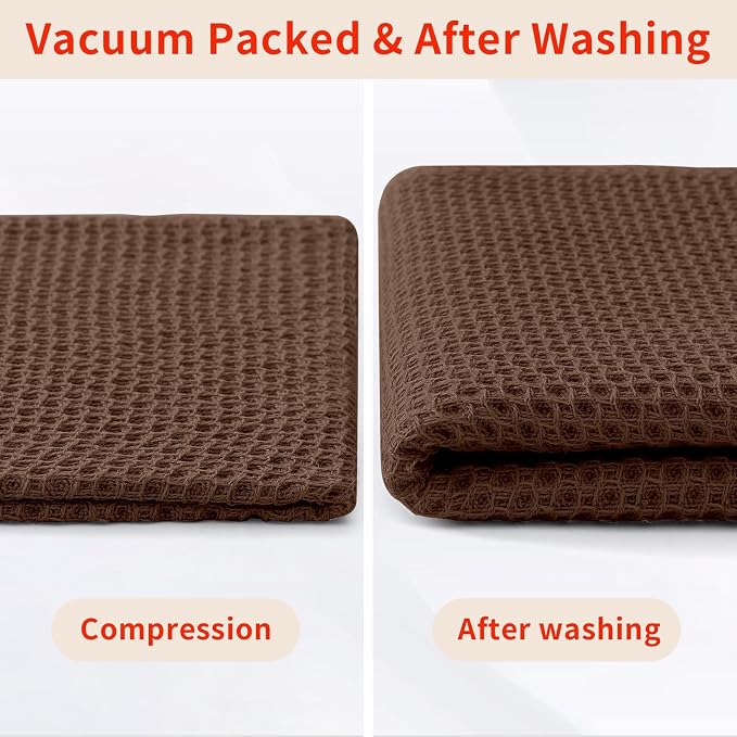 Homaxy 100% Cotton Waffle Weave Kitchen Dish Cloths 18-Pack, Coffee | 12 x 12 - Image 8