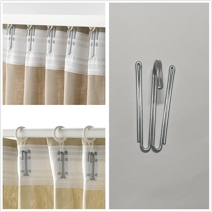 60 pcs Stainless Steel Curtain Hooks Drapery W Shape Hook Stainless Curtain - Image 2