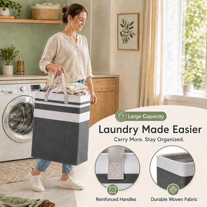 2 Pack Large Laundry Baskets, Laundry Hampers, Freestanding Waterproof - Image 7