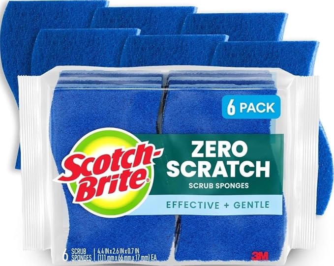 Scotch-Brite Zero Scratch Scrub Sponge, 6 Pack | Kitchen Sponges by Scotch-Brite