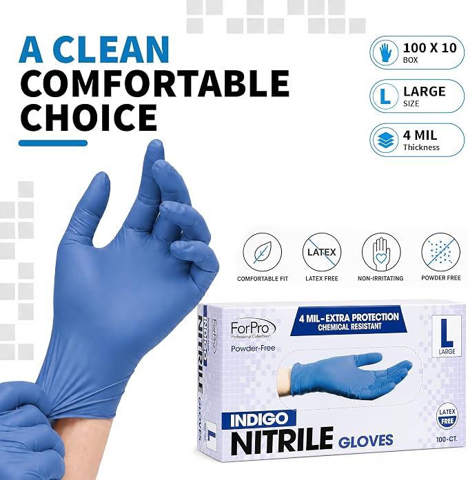ForPro Disposable Nitrile Gloves, Chemical Resistant, Powder-Free, Latex-Free - Image 8