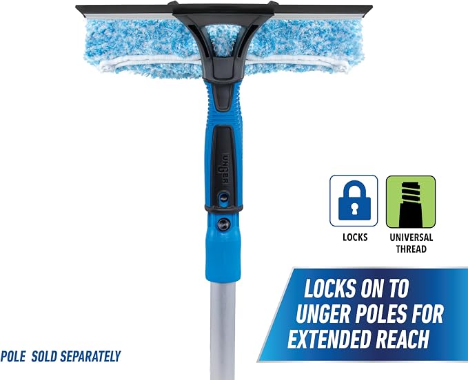 Unger Professional Connect and Clean 2-in-1 Squeegee and Scrubber, 10” Window - Image 6