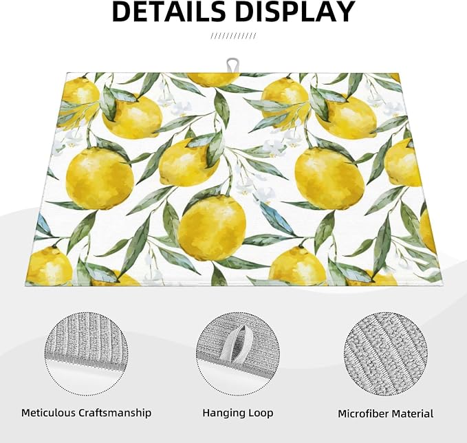 Lemon Dish Drying Mat For Kitchen Counter, Super Absorbent Microfiber Dish - Image 3