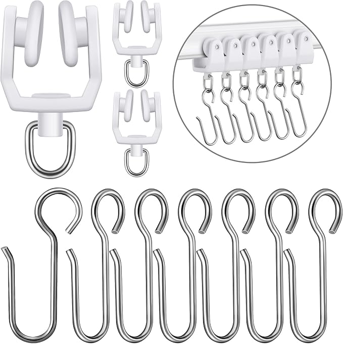 Jetec 60 Pcs Curtain Track Hooks Rollers Ceiling Mount S Hooks, Straight Curved by Jetec