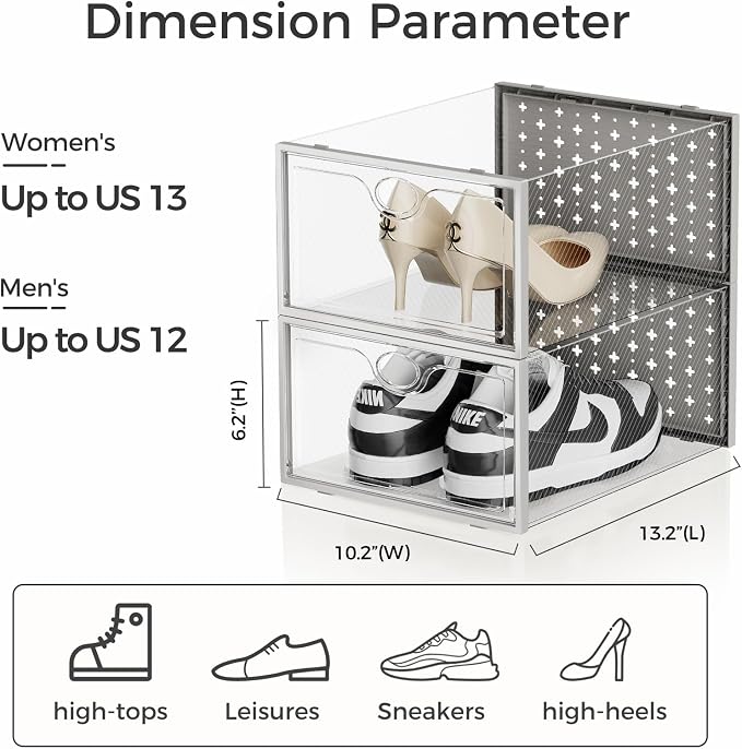 Pinkpum 15 Pack X-Large Shoe Storage Boxes, Shoe Organizer Clear Stackable - Image 2