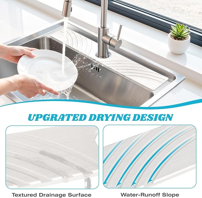 SpaceHacks Stone Faucet Mat for Kitchen Sink 23.7x4 in, Water Splash Guard - Image 3