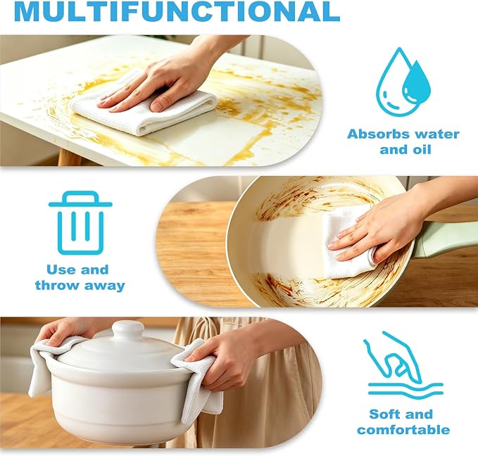 Puomue 55 Pack Microfiber Cleaning Cloth Roll, Tear Away Reusable Towels - Image 5