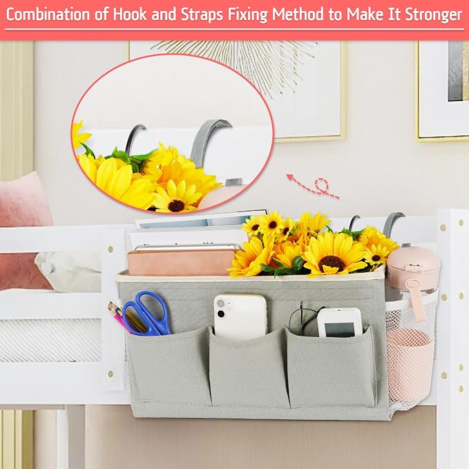 Bedside Caddy, Bedside Storage Bag Hanging Organizer - Image 3