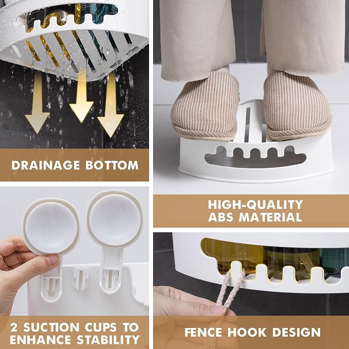 LEVERLOC Corner Shower Caddy Suction Cup, Shower Basket Suction Bathroom - Image 6