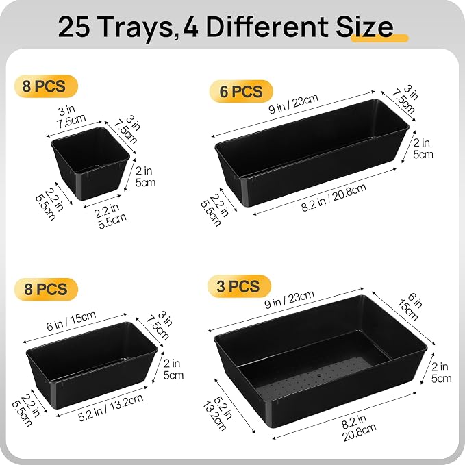 Vtopmart 25 Pack Plastic Drawer Organizers - Image 7