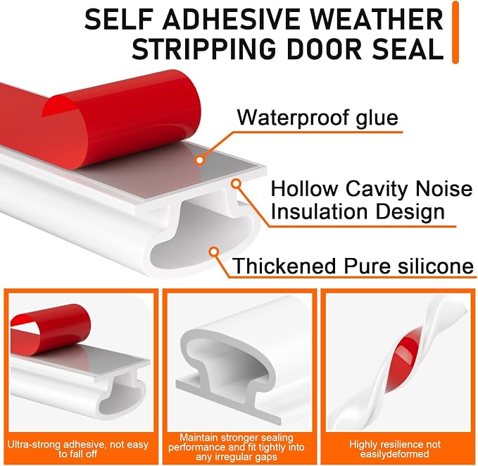 White Rubber Weather Stripping Door Seal Strip, D Shape Door Weather Seal Strip - Image 2