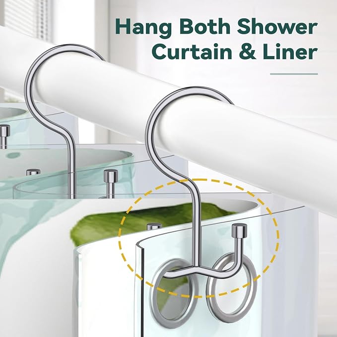 Shower Curtain Hooks, Shower Curtain Rings, Durable Rust Proof Shower Curtain - Image 5