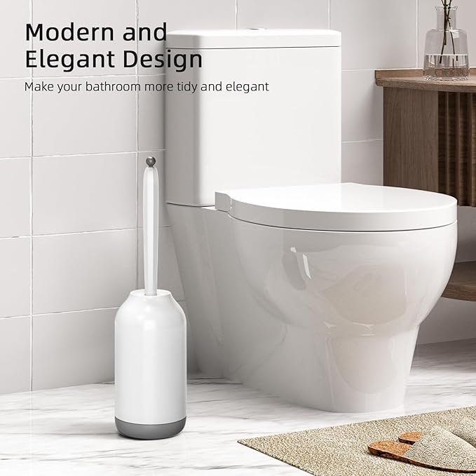 HAMITOR Toilet Bowl Brush Holder Set: Curved Bristle - Image 6