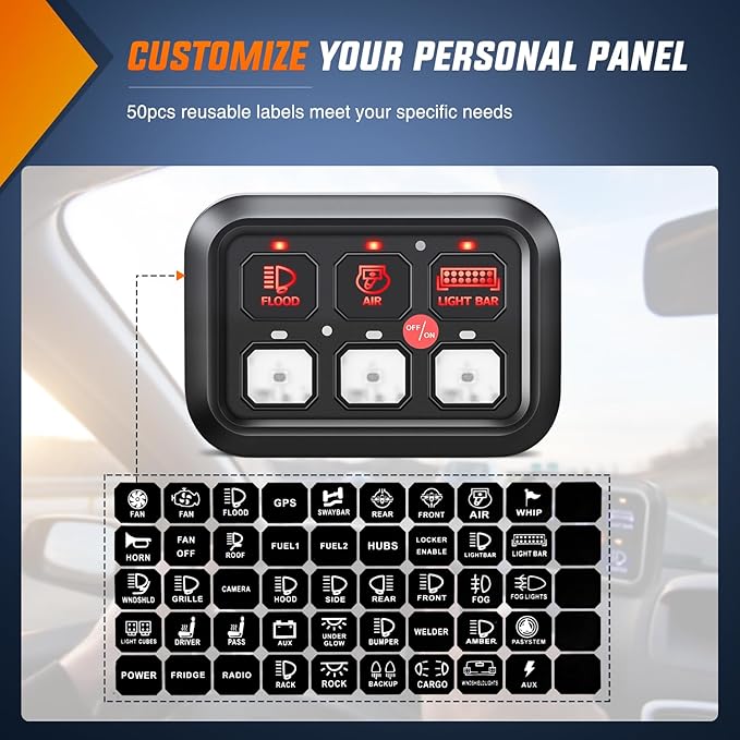 Nilight 6 Gang Switch Panel Universal Circuit Control Relay System with Fuse Wiring Harness Automatic Dimmable ON-Off LED Pod for Cars Trucks Boats ATV UTV SUV