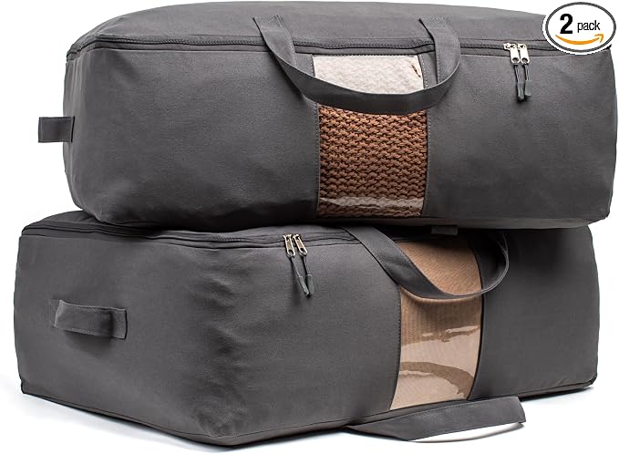 Soft Canvas Storage Bags with Zipper. Thick Breathable by VeraMia