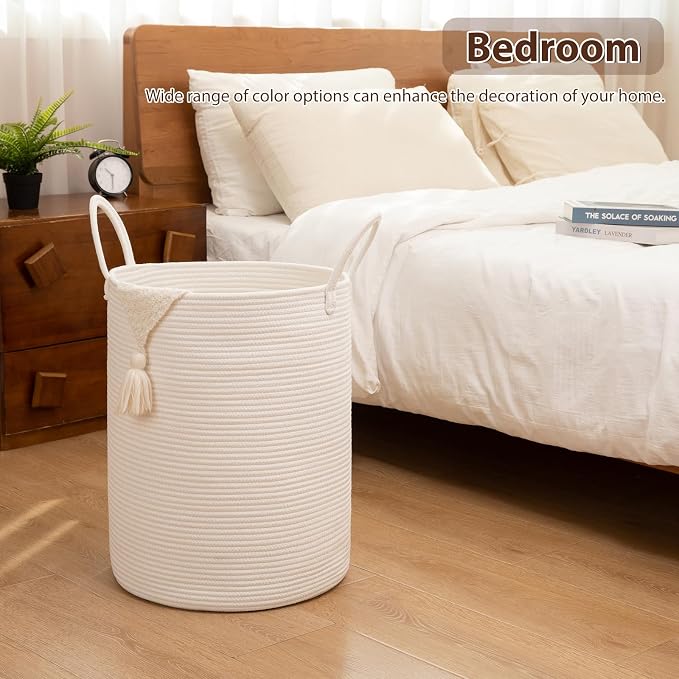 OIAHOMY 60L Nursery Hamper Laundry Basket Laundry Hamper White - Image 5