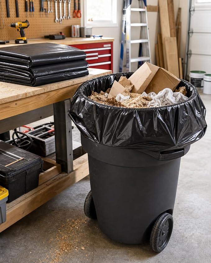 Tasker Contractor Garbage Bags, 150 ct, 55-60 Gal, 3 Mil Black | 150 Count Bulk - Image 5