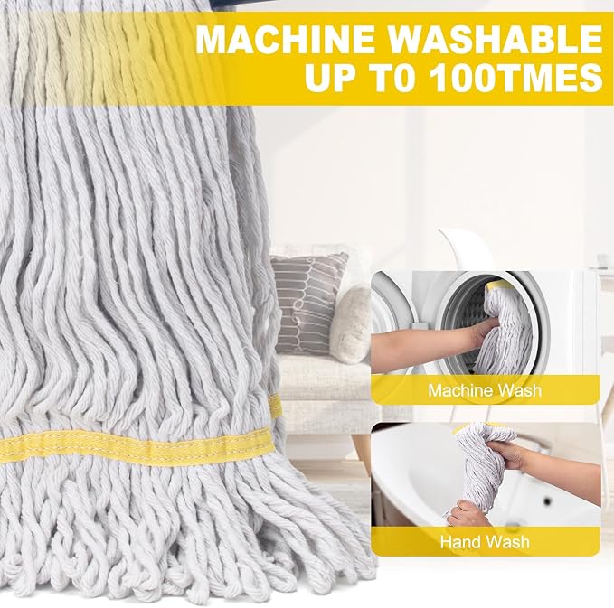 Commercial Mop with 3 Large Replacement Heads, Heavy Duty Industrial Mops - Image 5