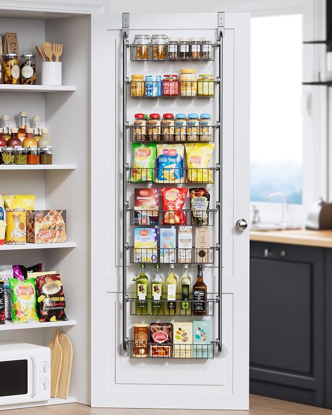 Delamu Over The Door Pantry Organizer, 8-Tier Pantry Door Organizers and Storage by DELAMU